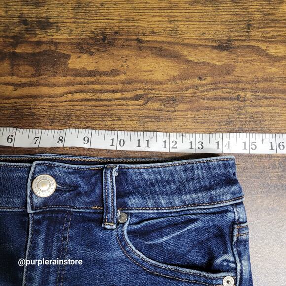 American Eagle Hi Rise Midi Shorts Size 6 Super Stretch Medium Dark Wash NWOT - Picture 6 of 11
